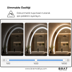 Brat B076 Dokunmatik Açma Kapamalı Yuvarlak Led Ayna