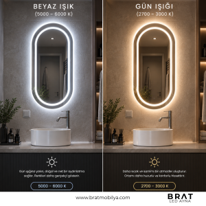 Brat B091 Dokunmatik Açma Kapamalı Kapsül Kesim Led Ayna