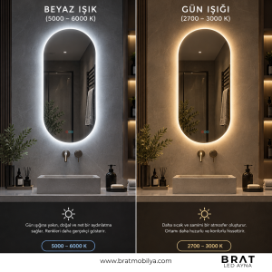 Brat B093 Kapsül Kesim Dokunmatik Açma Kapamalı Led Ayna