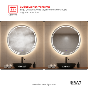 Brat B001 Dokunmatik Açma Kapamalı Yuvarlak Led Ayna
