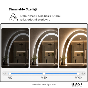 Brat B040 Dokunmatik Açma Kapamalı Yuvarlak Led Ayna