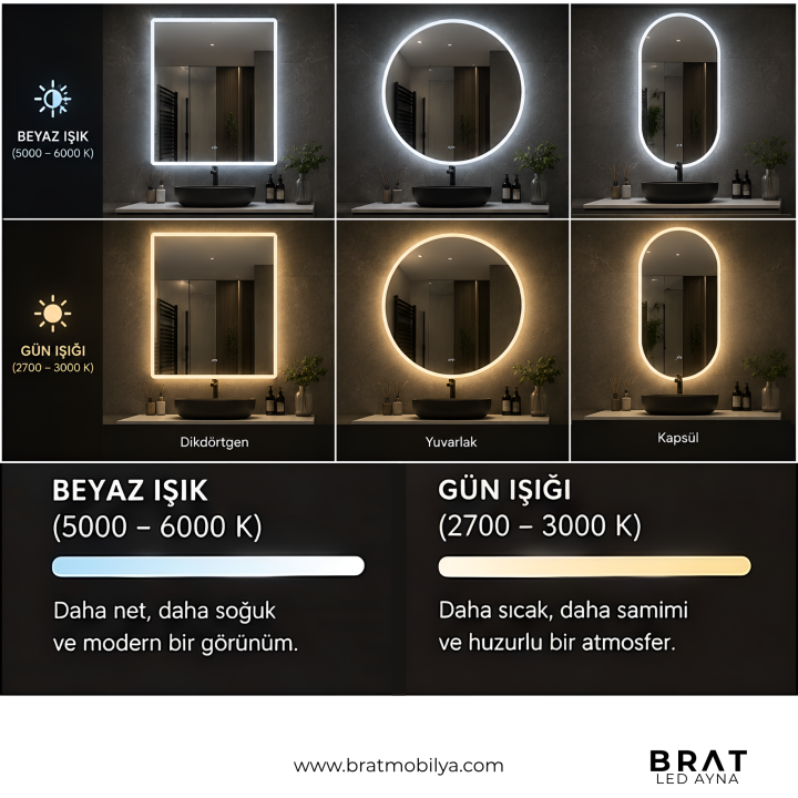 Brat B060 Dokunmatik Açma Kapamalı Yuvarlak Led Ayna