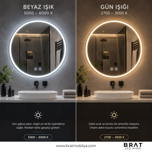 Brat B052 Dokunmatik Açma Kapamalı Yuvarlak Led Ayna