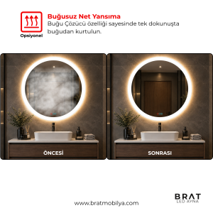 Brat B077 Dokunmatik Açma Kapamalı Yuvarlak Led Ayna
